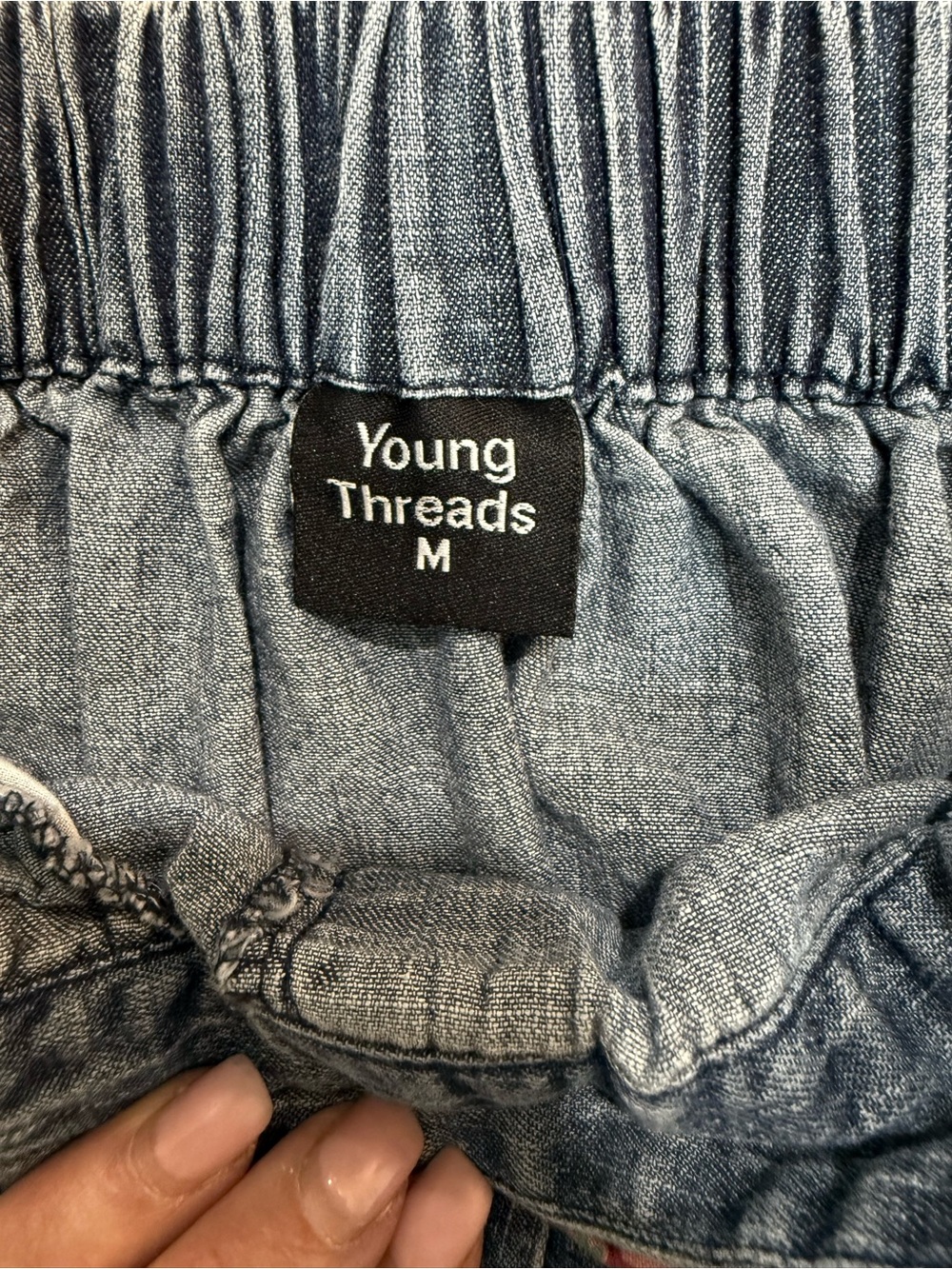 Young Threads Patchwork Floral Denim Skirt Size Medium Boho Prairie Cottagecore - Picture 7 of 10